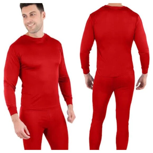 Men's Intimo 100% Silk Long John Set (Long Sleeve Top + Pants) M Red - Picture 1 of 16